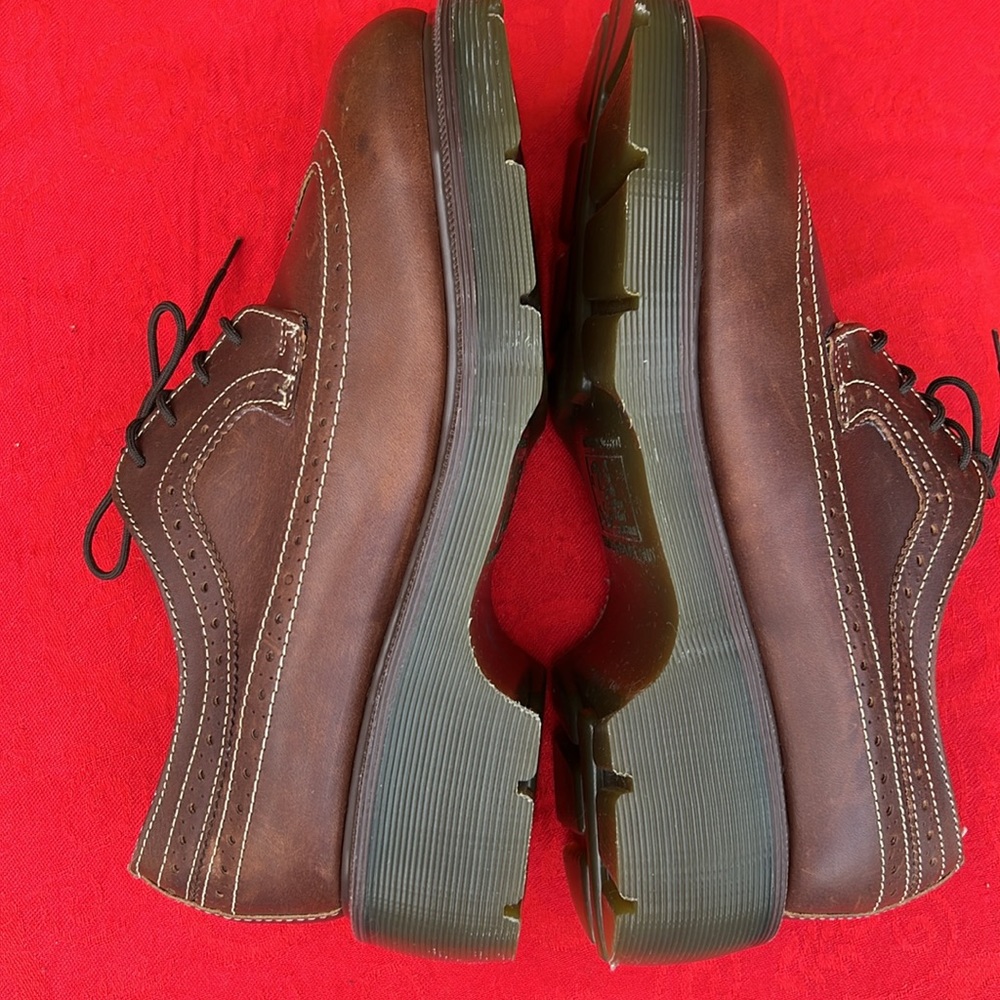 🏴 Vintage Dr. Martens MIE Platform Babydoll Brogue Brown Wingtips UK 7 - Picture 14 of 17
